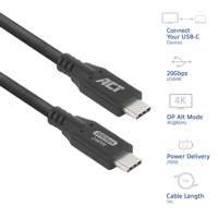 ACT | USB4 Kabel | 20Gbps | 240W | USB-C naar USB-C | 1m | Zwart
