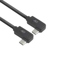 ACT AC7488 | USB 3.2 Gen 2 Kabel | USB-C (haaks links/rechts) naar USB-C (haaks links/rechts) | 60W | 10Gbps | 2m | Zwart