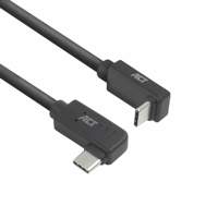 ACT AC7482 | USB 3.2 Gen 2 Kabel | USB-C (haaks links/rechts) naar USB-C (haaks boven/beneden) | 60W | 10Gbps | 2m | Zwart