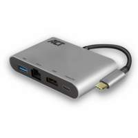 ACT AC7040 | USB-C naar HDMI multiport adapter | Met ethernet | Zilver