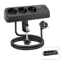 ACT AC2480 | Stekkerdoos | 3 Stopcontacten met 2x USB-A en 1x USB-C | 1,5 m | Zwart
